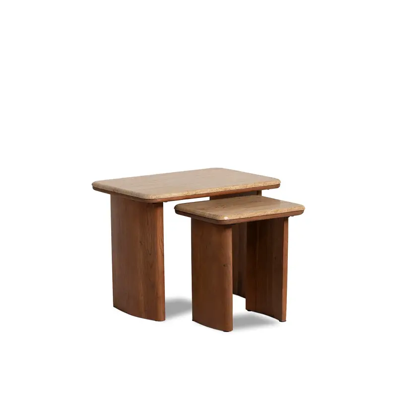 Zerina Light Acacia Wood Coffee Tables Set Brown