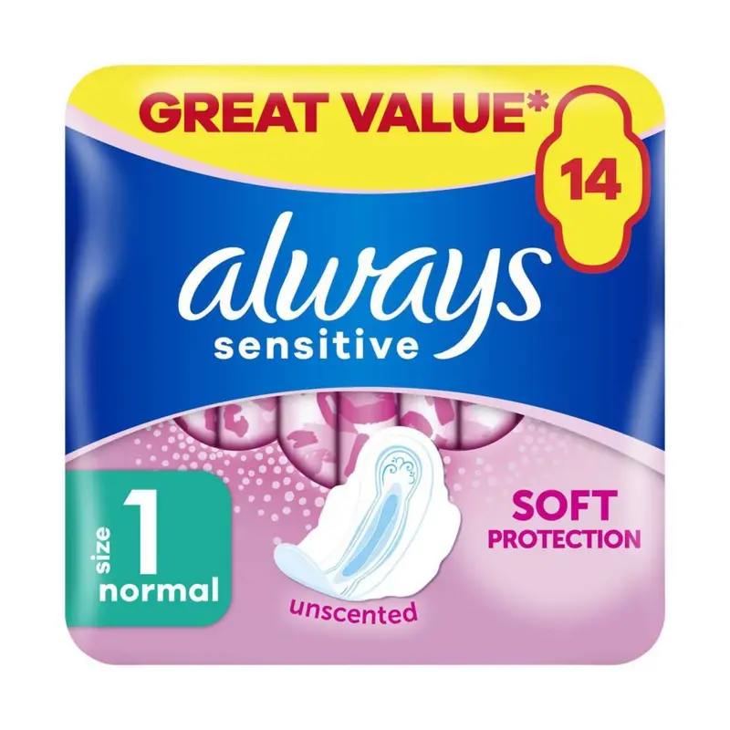 Always Sensitive Normal Ultra (Size 1) Sanitary Towels Wings 14 Pads