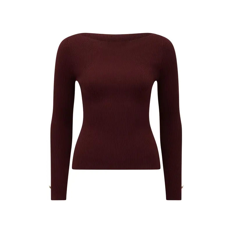 Alaia Ribbed Knitted Top Red