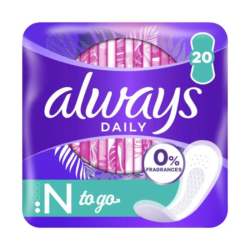 Always Daily Fresh Normal Wrapped Panty Liners 0% Fragrances & Dyes 20 liners
