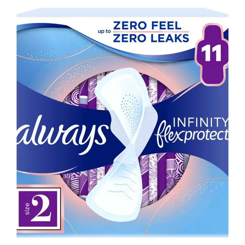 Always Infinity FlexProtect Sanitary Towels Long (Size 2) with Wings 11 Pads