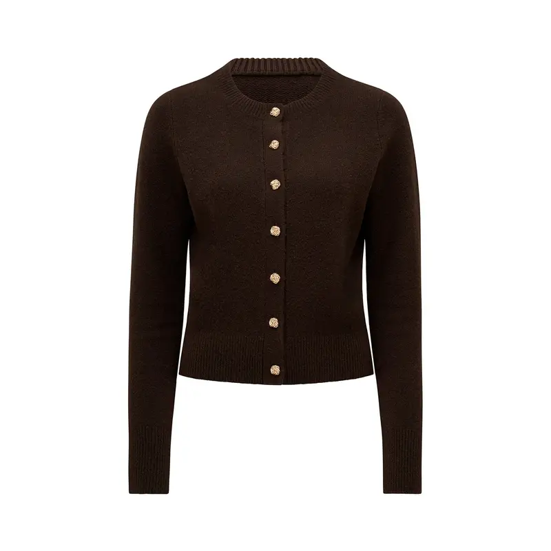 May Crew Neck Cardigan Brown