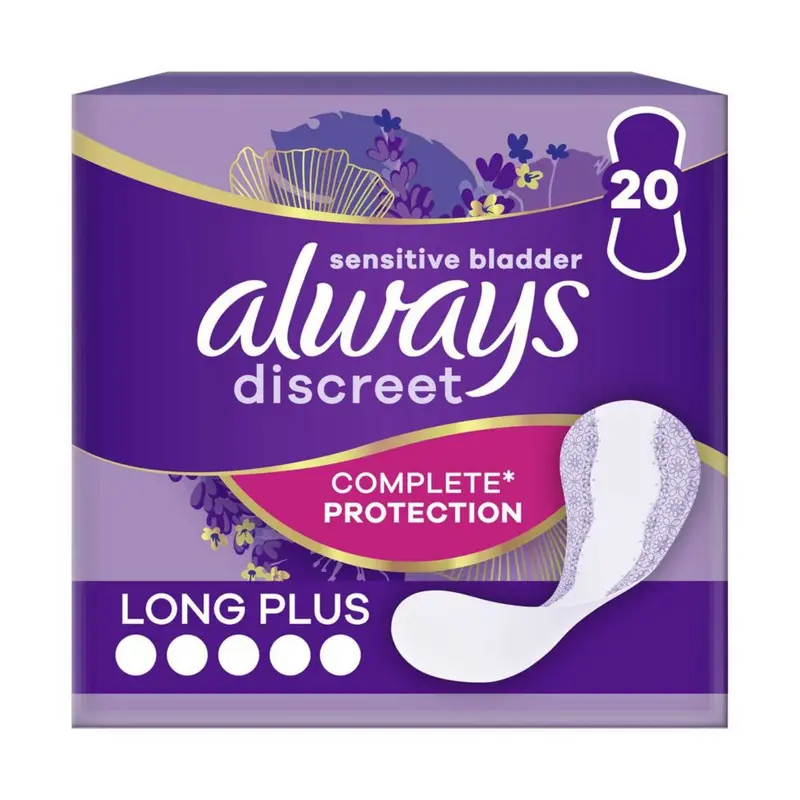 Always Discreet Incontinence Liners Long+ 20, For Sensitive Bladder