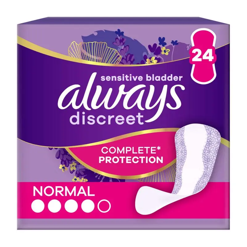 Always Discreet Incontinence Liners Normal 24, For Sensitive Bladder