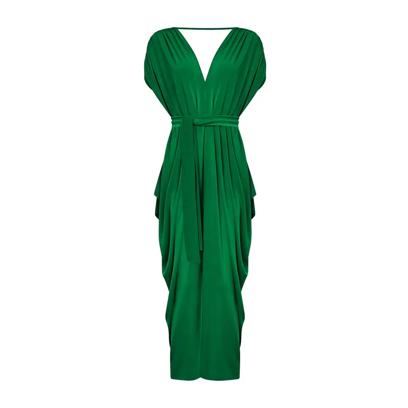 Draped Midi Dress Green
