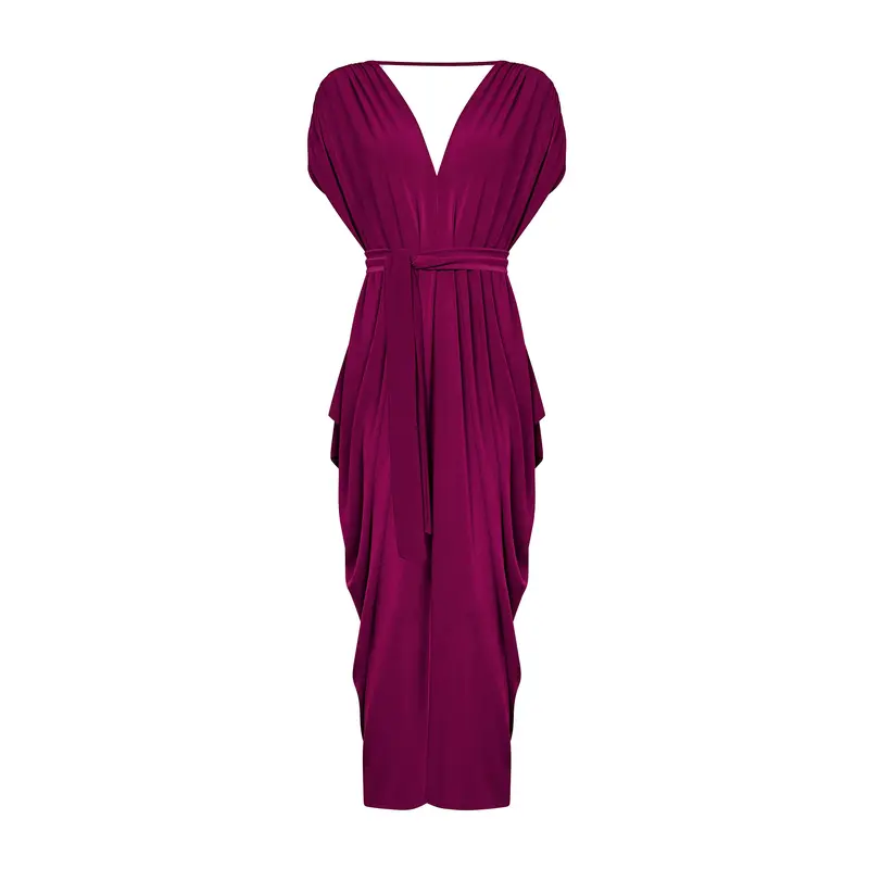 Draped Midi Dress Purple