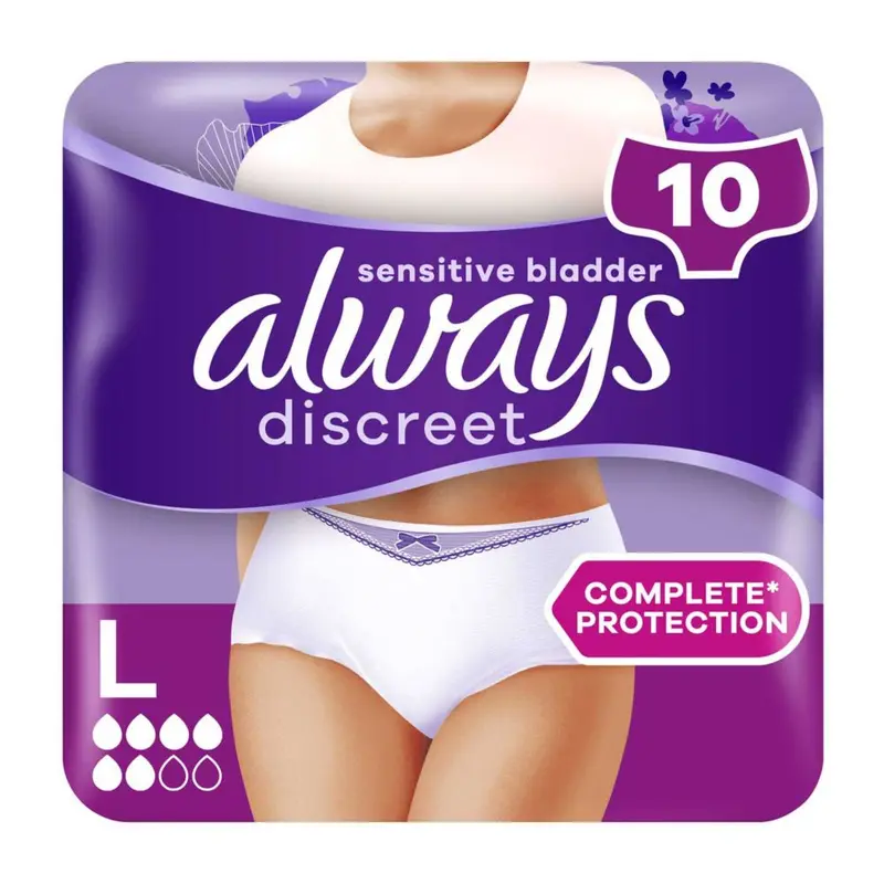 Always Discreet Underwear Incontinence Pants Women Normal L X10