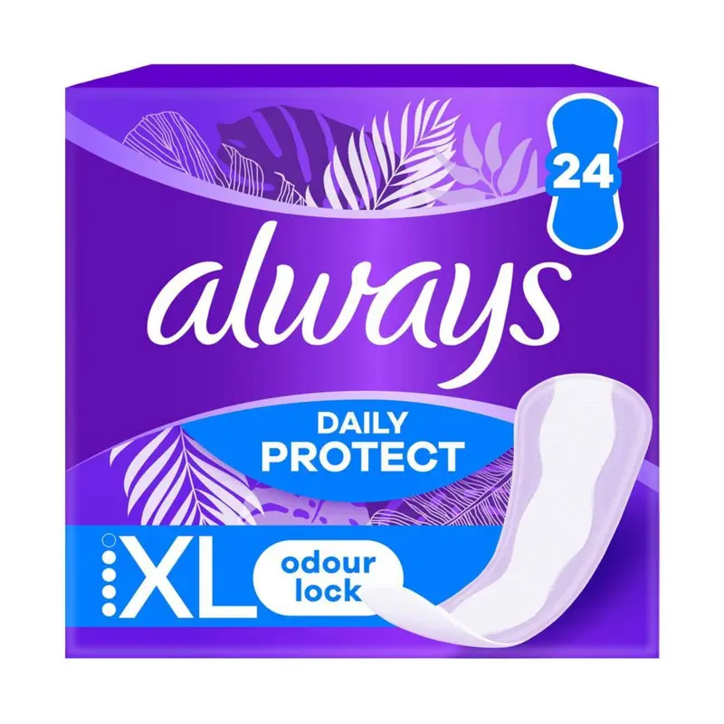 Always Daily Protect Extra Long Panty Liners, Odour Lock, x24 Count