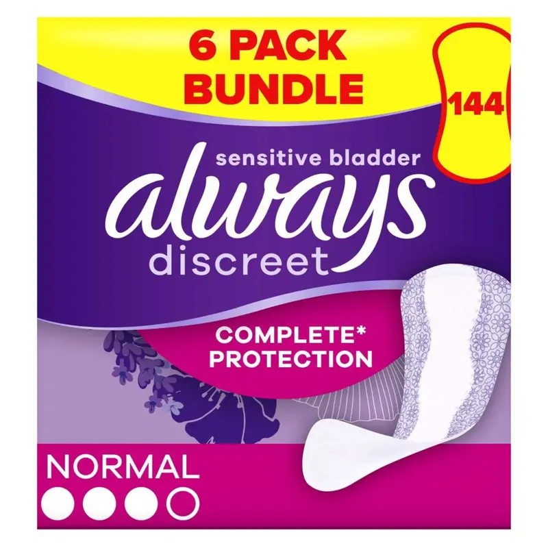 Always Discreet Incontinence Liners Normal - 144 Liners (6 pack bundle)
