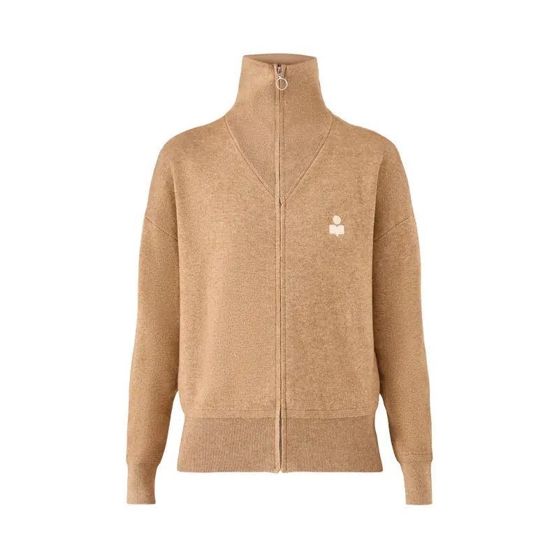 Axelle High Neck Zip Knit Camel