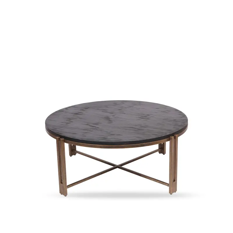 Dalston Sandblasted Wood and Champagne Frame Coffee Table Black