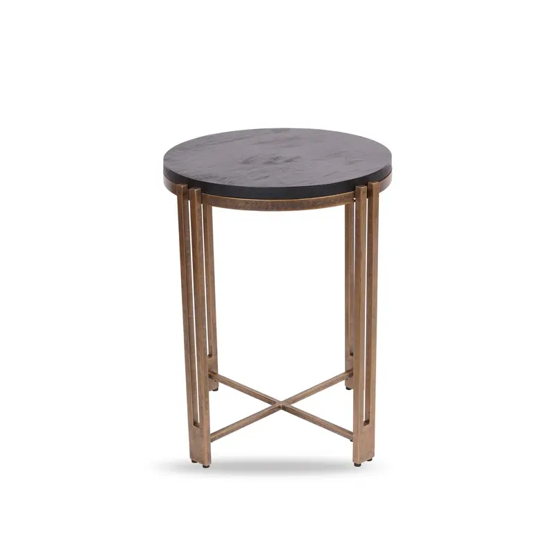 Dalston Sandblasted Wood and Champagne Frame Side Table Black