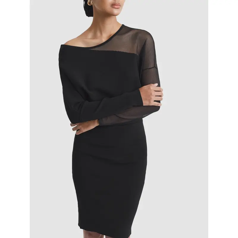Deanna Bodycon Knitted Sheer Midi Dress
