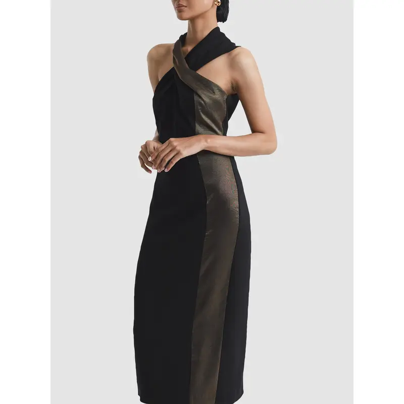 Carla Metallic Stripe Bodycon Midi Dress