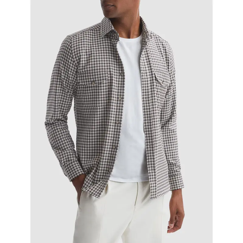 Dark BrownTremont Brushed Checked Overshirt