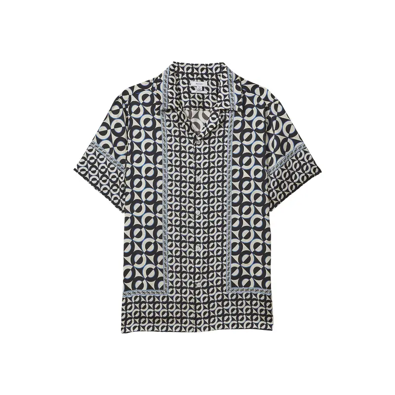 Prentice Geometric Print Cuban Collar Shirt