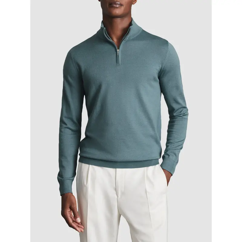 Dark GreenBlackhall Merino Wool Half-Zip Funnel Neck Jumper