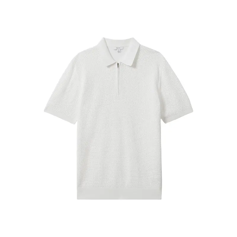 Burnham Cotton Blend Textured Half-Zip Polo Shirt