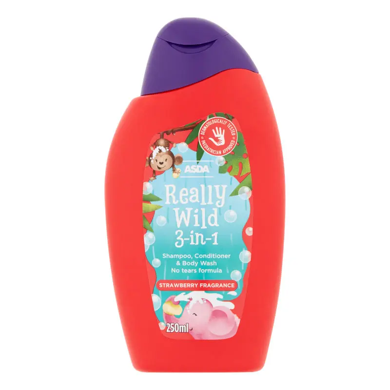 ASDA Really Wild 3-in-1 Shampoo, Conditioner & Body Wash Strawberry Fragrance
