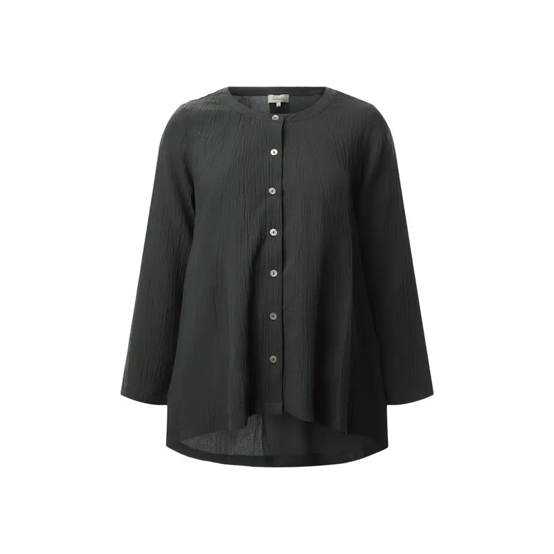 Crinkle Soft Viscose Flared Shirt