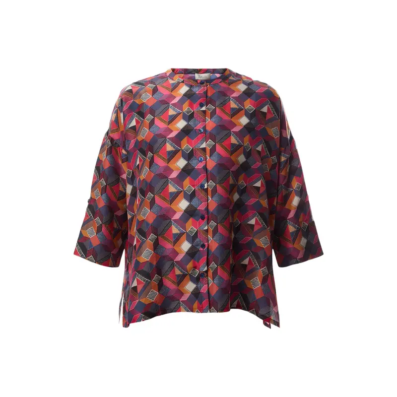 Stitches Squares Silk Shirt