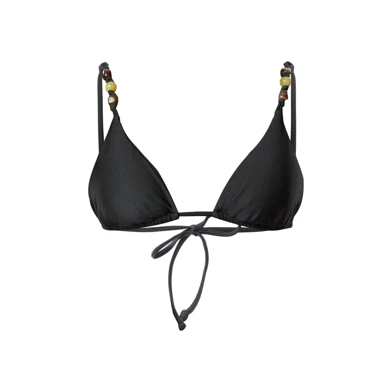 Slide Tri Black Solid Bikini Top