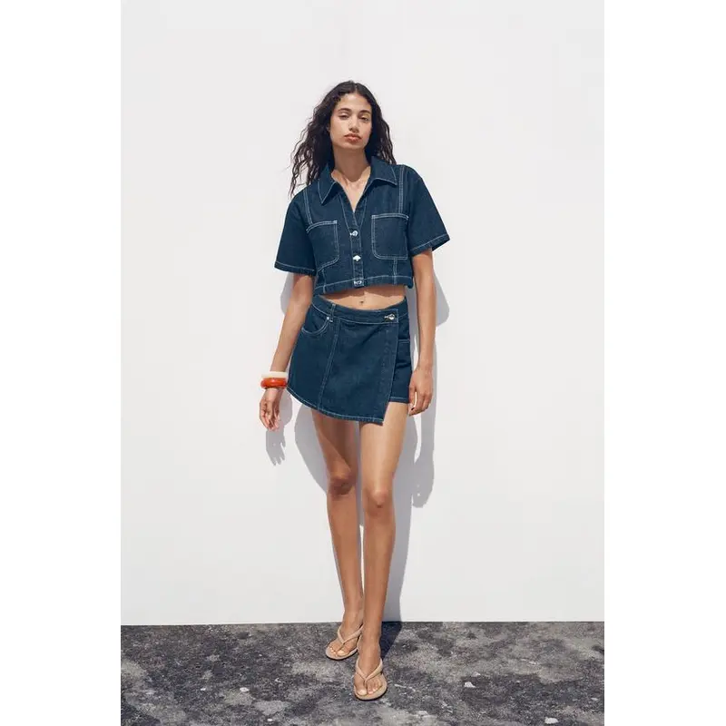 Z1975 WRAP DENIM SKORT - BLUE