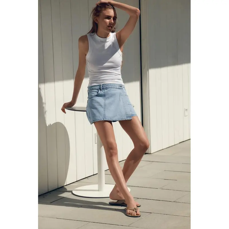 Z1975 WRAP DENIM SKORT - LIGHT BLUE