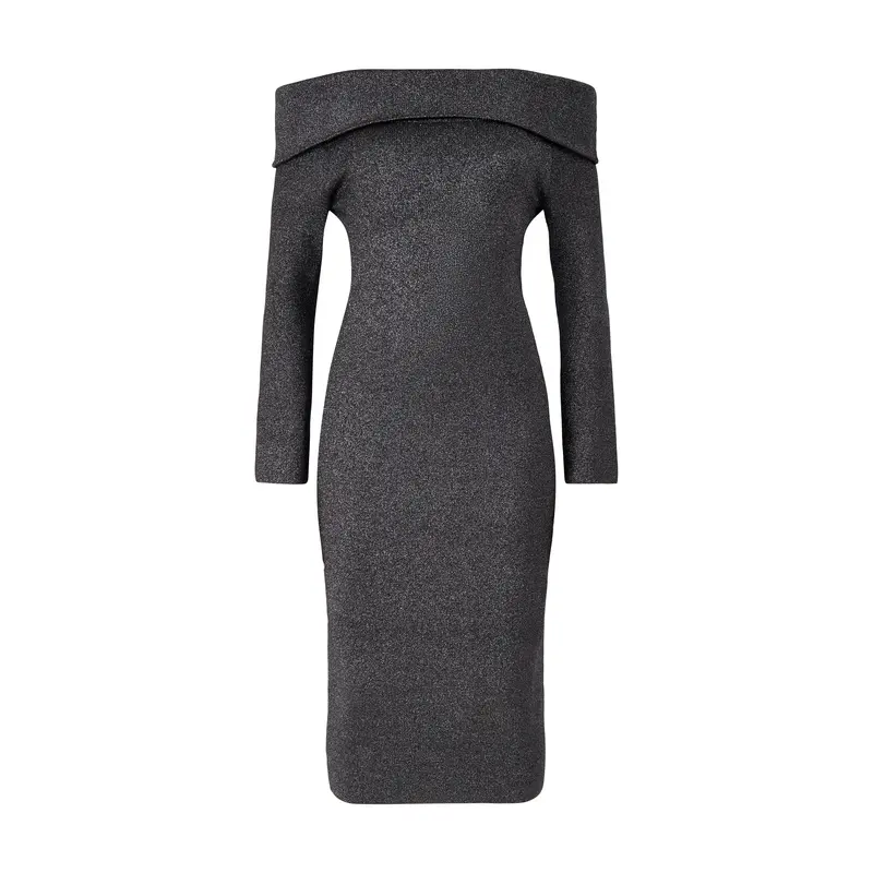 Adalina Knitted Off Shoulder Midi Dress