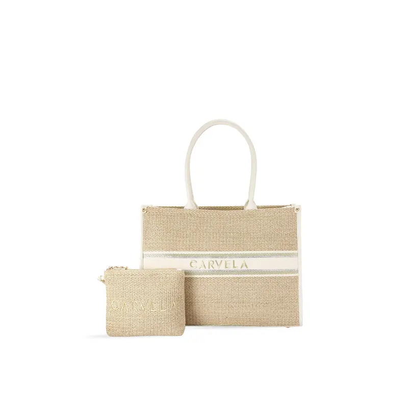 Beach Glam Tote Bag Beige Combination