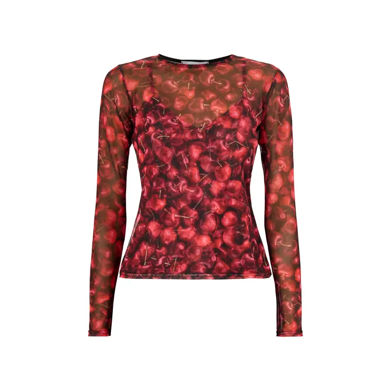 Cherry Mesh Top Red